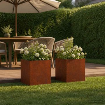 Vaso da giardino 2 pz Ruggine 45 x 45 x 45 cm Acciaio Corten