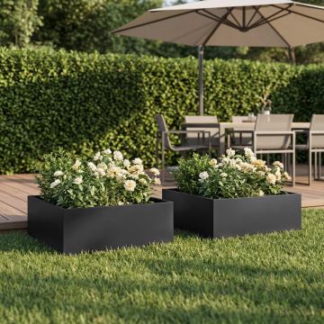 Vaso da giardino 2 pz Nero 40 x 40 x 20 cm