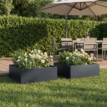 Vaso da giardino 2 pz Antracite 60 x 60 x 20 cm
