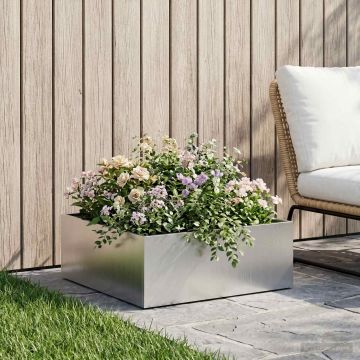 Vaso da giardino Argento 60 x 60 x 20 cm Acciaio Inox