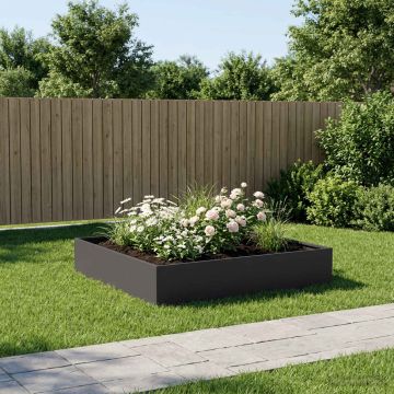 Vaso da giardino Nero 80 x 80 x 20 cm Acciaio laminato a freddo