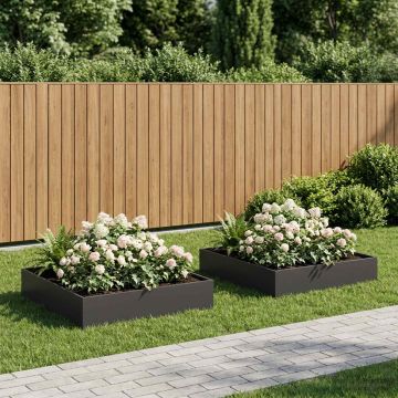 Vaso da giardino 2 pz Nero 80 x 80 x 20 cm