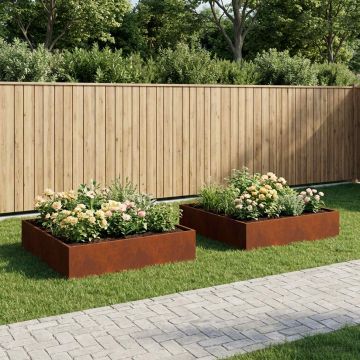 Vaso da giardino 2 pz Ruggine 80 x 80 x 20 cm Acciaio Corten