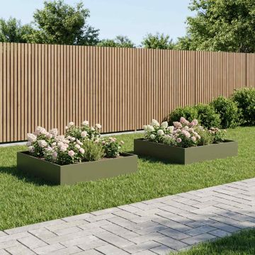 Vaso da giardino 2 pz Verde Oliva 100 x 100 x 20 cm