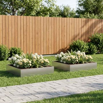 Vaso da giardino 2 pz Argento 100 x 100 x 20 cm Acciaio Inox