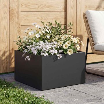 Vaso da giardino Nero 40 x 40 x 30 cm Acciaio laminato a freddo