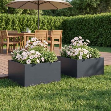 Vaso da giardino 2 pz Antracite 40 x 40 x 30 cm