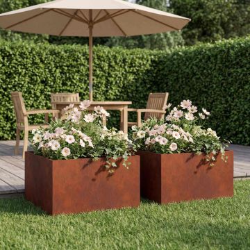 Vaso da giardino 2 pz Ruggine 60 x 60 x 30 cm Acciaio Corten