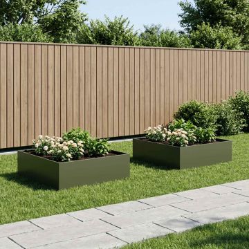 Vaso da giardino 2 pz Verde Oliva 80 x 80 x 30 cm