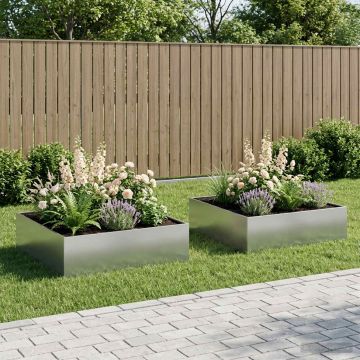 Vaso da giardino 2 pz Argento 100 x 100 x 30 cm Acciaio zincato