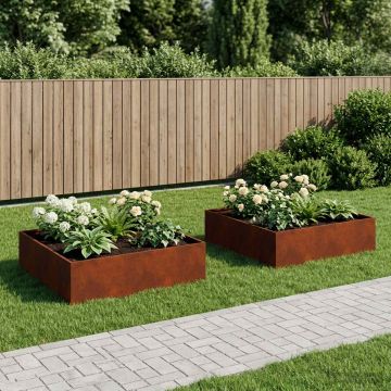 Vaso da giardino 2 pz Ruggine 100 x 100 x 30 cm Acciaio Corten
