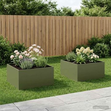 Vaso da giardino 2 pz Verde Oliva 60 x 60 x 40 cm