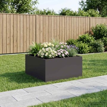 Vaso da giardino Nero 80 x 80 x 40 cm Acciaio laminato a freddo