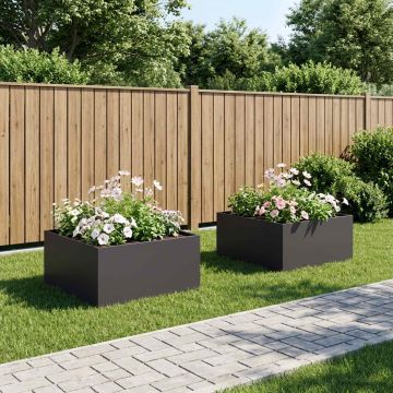 Vaso da giardino 2 pz Nero 80 x 80 x 40 cm