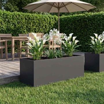 Vaso da giardino Nero 40 x 20 x 20 cm Acciaio laminato a freddo