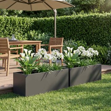 Vaso da giardino 2 pz Nero 40 x 20 x 20 cm