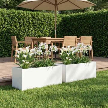 Vaso da giardino 2 pz Bianco 40 x 20 x 20 cm
