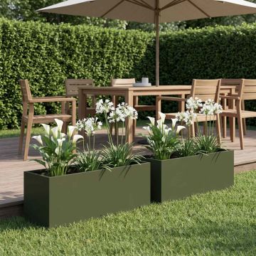 Vaso da giardino 2 pz Verde Oliva 40 x 20 x 20 cm