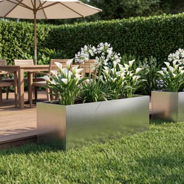 Vaso da giardino Argento 40 x 20 x 20 cm Acciaio Inox
