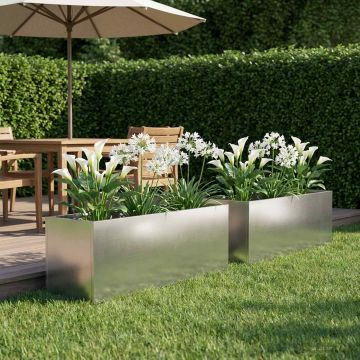 Vaso da giardino 2 pz Argento 40 x 20 x 20 cm Acciaio Inox