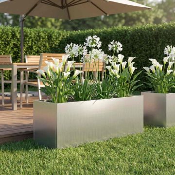 Vaso da giardino Argento 40 x 20 x 20 cm Acciaio zincato