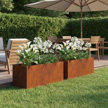 Vaso da giardino 2 pz Ruggine 60 x 20 x 20 cm Acciaio Corten