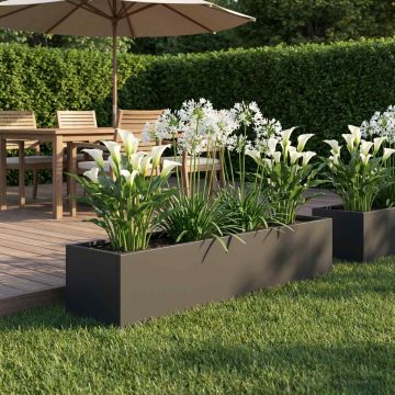 Vaso da giardino Nero 80 x 20 x 20 cm Acciaio laminato a freddo