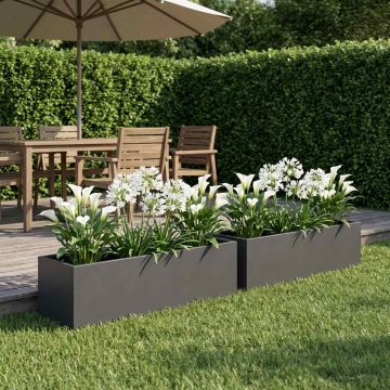 Vaso da giardino 2 pz Antracite 80 x 20 x 20 cm