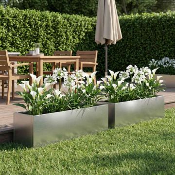 Vaso da giardino 2 pz Argento 80 x 20 x 20 cm Acciaio Inox
