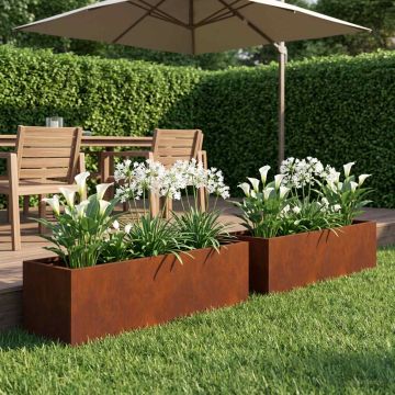 Vaso da giardino 2 pz Ruggine 80 x 20 x 20 cm Acciaio Corten