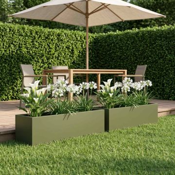 Vaso da giardino 2 pz Verde Oliva 100 x 20 x 20 cm