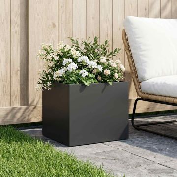 Vaso da giardino Nero 40 x 30 x 30 cm Acciaio laminato a freddo