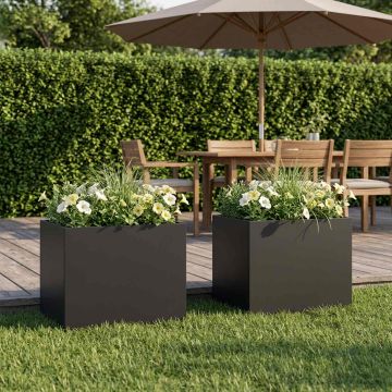 Vaso da giardino 2 pz Nero 40 x 30 x 30 cm