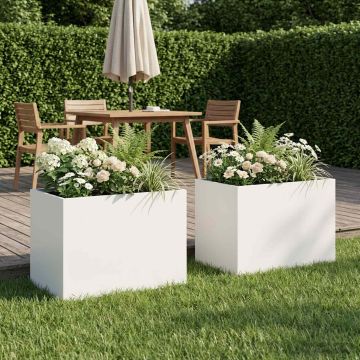 Vaso da giardino 2 pz Bianco 40 x 30 x 30 cm
