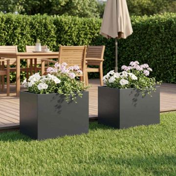 Vaso da giardino 2 pz Antracite 40 x 30 x 30 cm