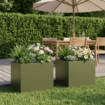Vaso da giardino 2 pz Verde Oliva 40 x 30 x 30 cm