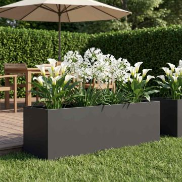 Vaso da giardino Nero 80 x 30 x 30 cm Acciaio laminato a freddo