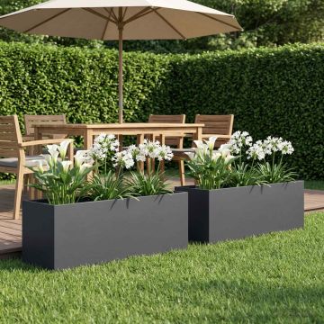 Vaso da giardino 2 pz Antracite 80 x 30 x 30 cm