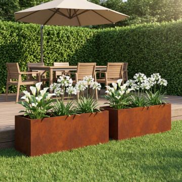 Vaso da giardino 2 pz Ruggine 100 x 30 x 30 cm Acciaio Corten