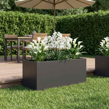 Vaso da giardino Nero 80 x 40 x 40 cm Acciaio laminato a freddo