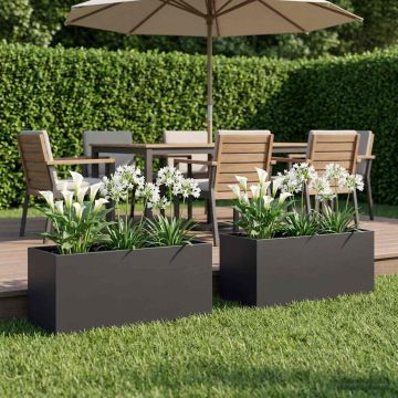 Vaso da giardino 2 pz Nero 80 x 40 x 40 cm