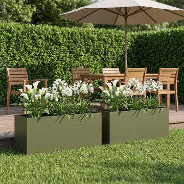 Vaso da giardino 2 pz Verde Oliva 80 x 40 x 40 cm