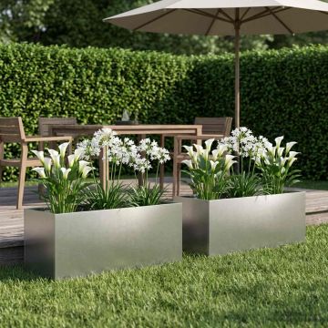 Vaso da giardino 2 pz Argento 80 x 40 x 40 cm Acciaio Inox