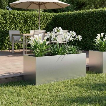 Vaso da giardino Argento 80 x 40 x 40 cm Acciaio zincato
