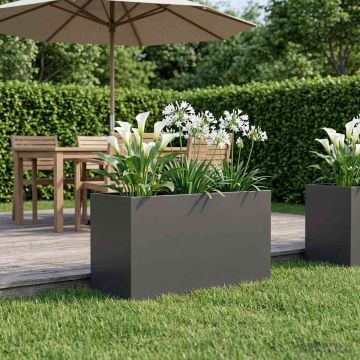 Vaso da giardino Nero 80 x 50 x 50 cm Acciaio laminato a freddo