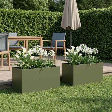 Vaso da giardino 2 pz Verde Oliva 80 x 50 x 50 cm