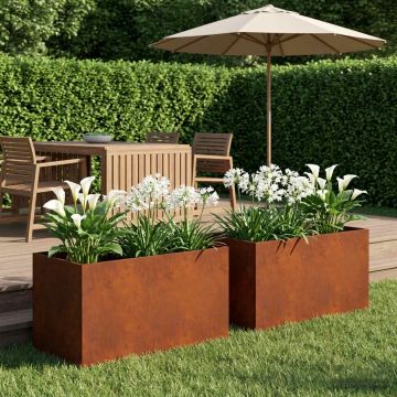 Vaso da giardino 2 pz Ruggine 80 x 50 x 50 cm Acciaio Corten
