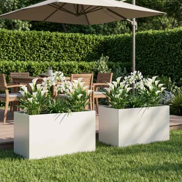 Vaso da giardino 2 pz Bianco 100 x 50 x 50 cm