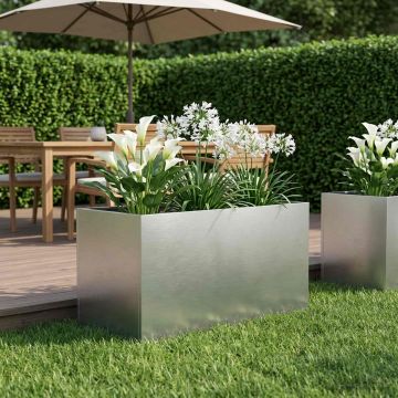 Vaso da giardino Argento 100 x 50 x 50 cm Acciaio Inox