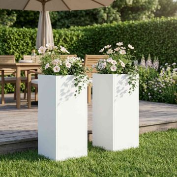 Vaso da giardino 2 pz Bianco 20 x 20 x 40 cm